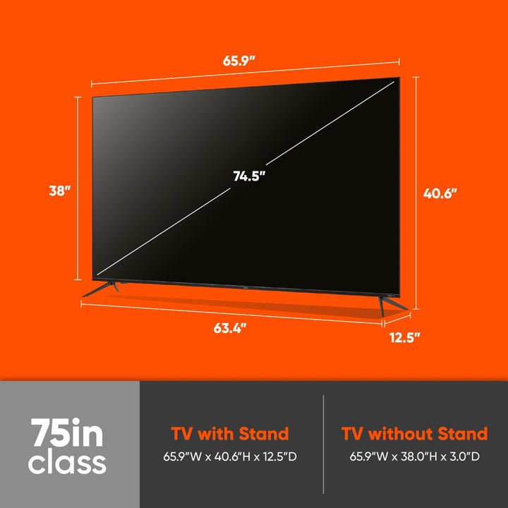 75” Class 4K UHD (2160P) LED Frameless Roku Smart Television (100044717)