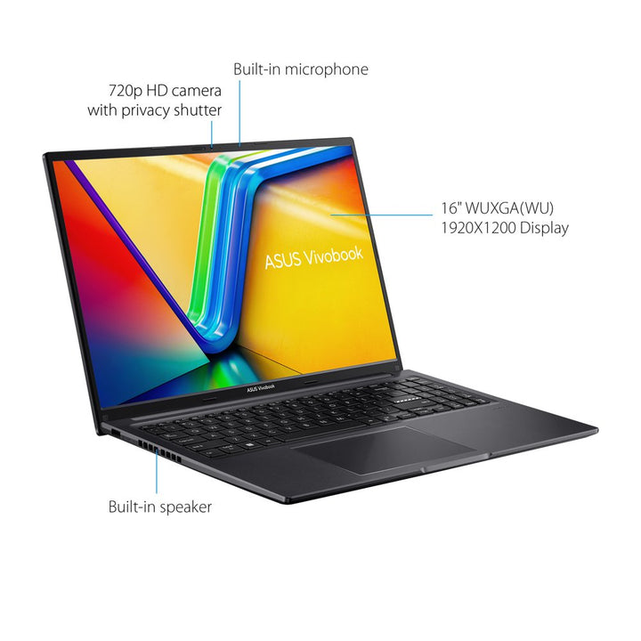 Vivobook 16” PC Laptop, Intel Core I7-1255U, 16GB, 512GB, Win 11 Home, Black, F1605ZA-WS74